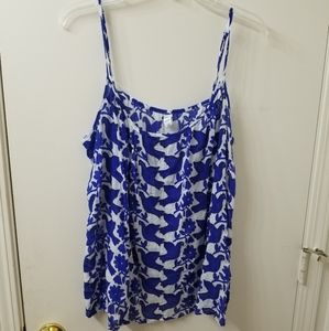 Old Navy Blue and White Bird Spaghetti Strap XL